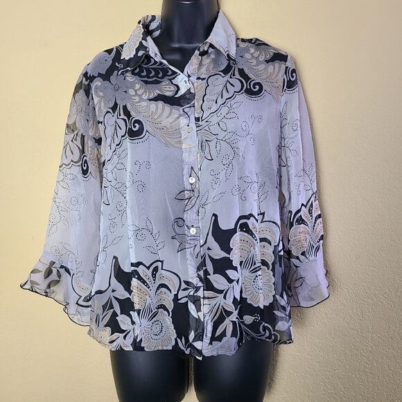 Nicola Sheer Button Up Top - Picture 1 of 8